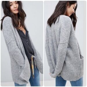 Size Large Free People Weekend Getaway Alpaca Wool Oversized Knit Grey Cardigan